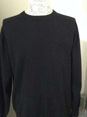 Allen Solly Mens XL Cashmere Sweater Black Crew Neck Pullover Solid Classic Soft